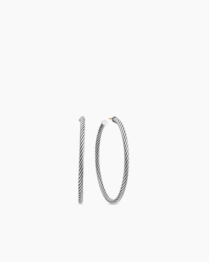 Cable Hoop Earrings In Sterling Silver 2in Women David Yurman Hoop