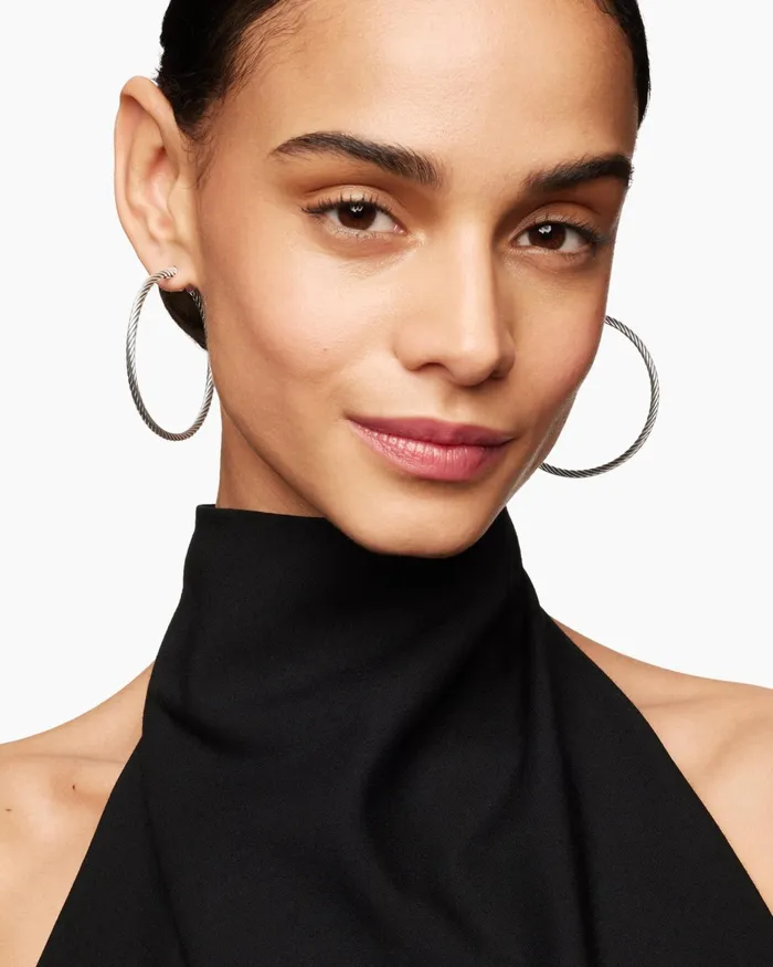 Cable Hoop Earrings In Sterling Silver 2in Women David Yurman Hoop