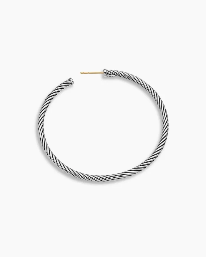 Cable Hoop Earrings In Sterling Silver 2in Women David Yurman Hoop