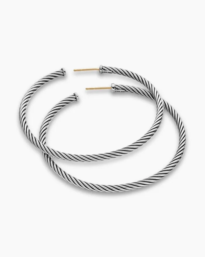 Cable Hoop Earrings In Sterling Silver 2in Women David Yurman Hoop