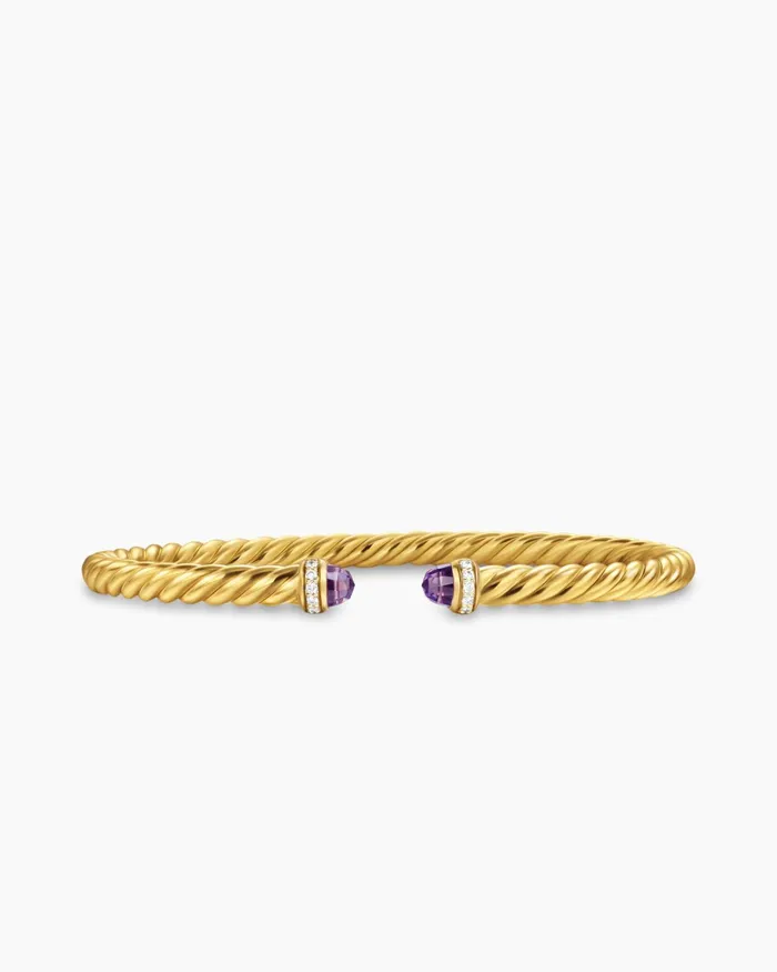 Cablespira Flex Bracelet In 18K Yellow Gold With Diamonds 4mm Women David Yurman Cuff Cablespira Flex Bracelet In 18K Yellow Gold With Diamonds 4mm Women David Yurman Cuff