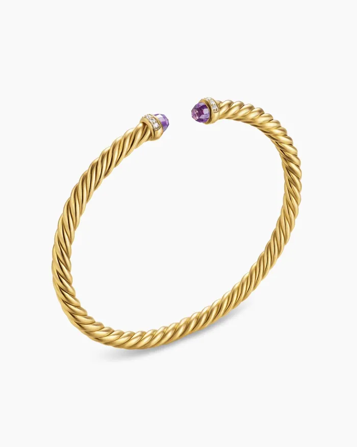 Cablespira Flex Bracelet In 18K Yellow Gold With Diamonds 4mm Women David Yurman Cuff Cablespira Flex Bracelet In 18K Yellow Gold With Diamonds 4mm Women David Yurman Cuff