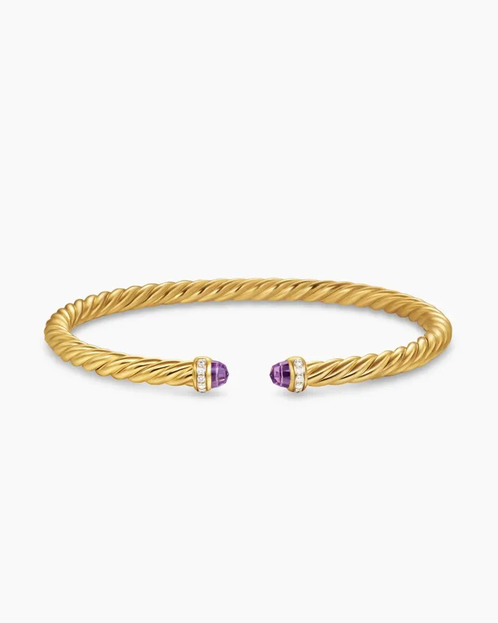 Cablespira Flex Bracelet In 18K Yellow Gold With Diamonds 4mm Women David Yurman Cuff Cablespira Flex Bracelet In 18K Yellow Gold With Diamonds 4mm Women David Yurman Cuff