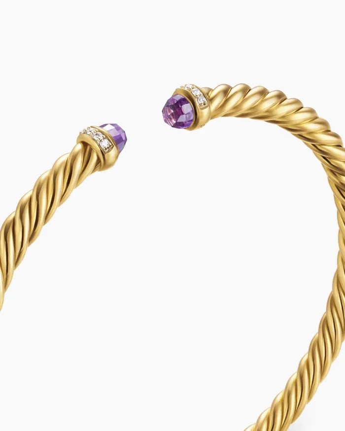 Cablespira Flex Bracelet In 18K Yellow Gold With Diamonds 4mm Women David Yurman Cuff Cablespira Flex Bracelet In 18K Yellow Gold With Diamonds 4mm Women David Yurman Cuff
