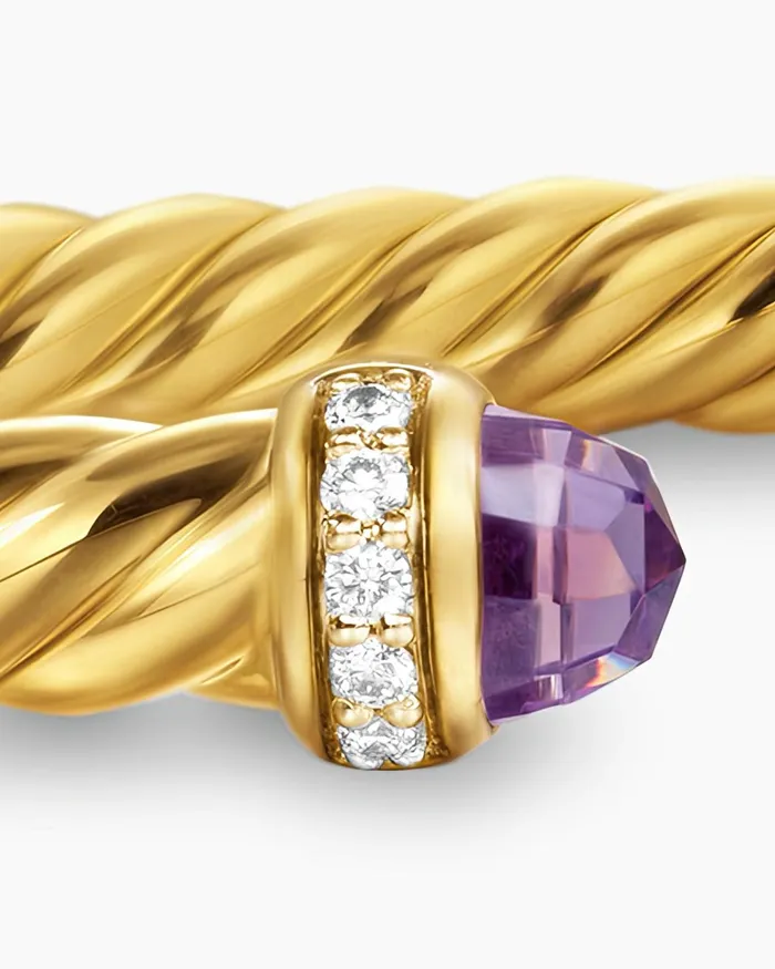 Cablespira Flex Bracelet In 18K Yellow Gold With Diamonds 4mm Women David Yurman Cuff Cablespira Flex Bracelet In 18K Yellow Gold With Diamonds 4mm Women David Yurman Cuff