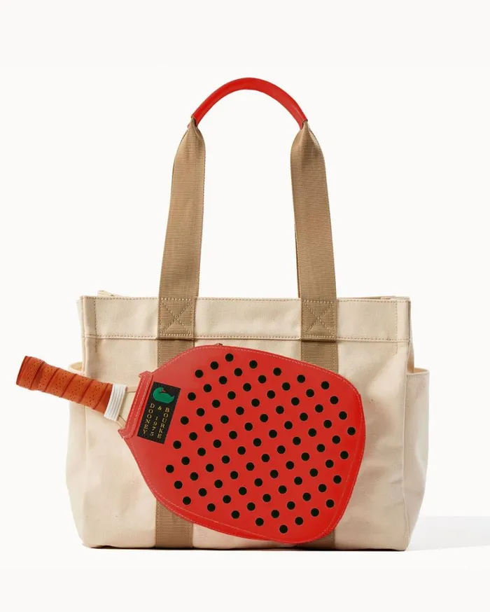 Canvas Pickleball Tote 40 Natural Red Women Dooney and Bourke Totes