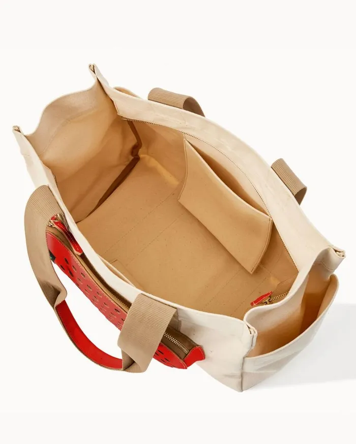 Canvas Pickleball Tote 40 Natural Red Women Dooney and Bourke Totes Canvas Pickleball Tote 40 Natural Red Women Dooney and Bourke Totes