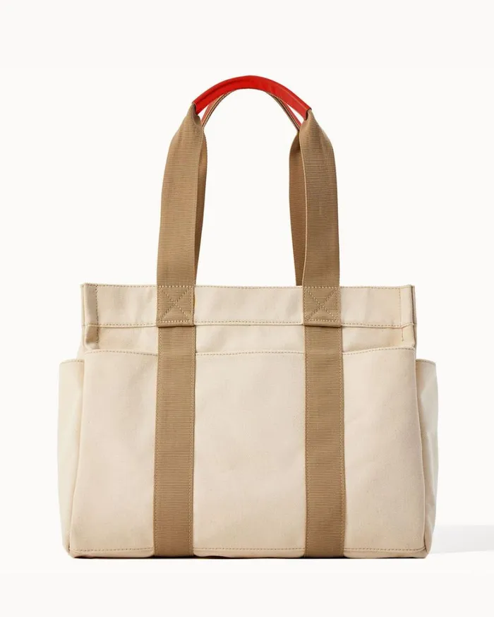 Canvas Pickleball Tote 40 Natural Red Women Dooney and Bourke Totes Canvas Pickleball Tote 40 Natural Red Women Dooney and Bourke Totes