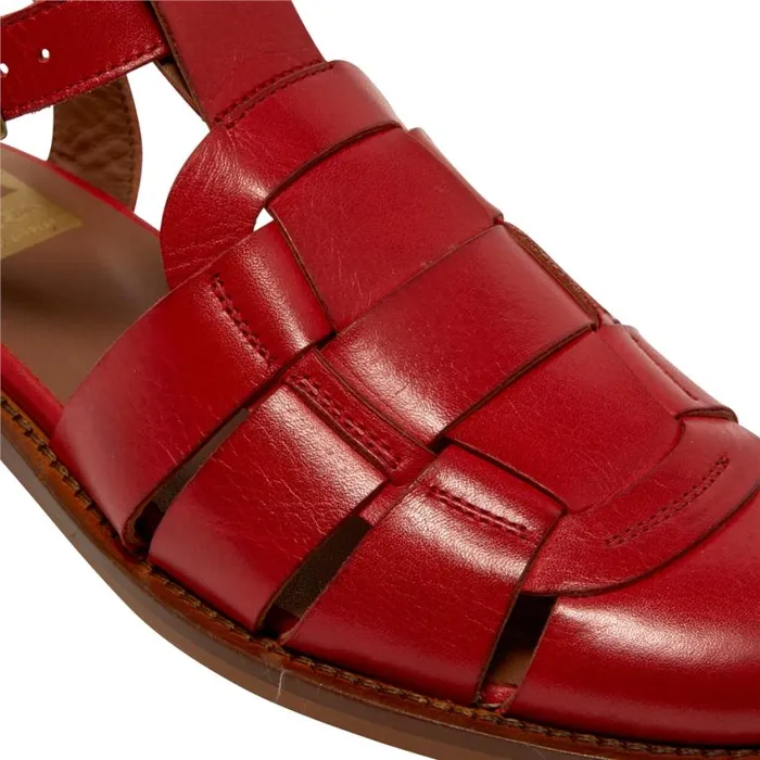 Carl Scarpa Emelot Red Leather Flat Sandals Women Sandals