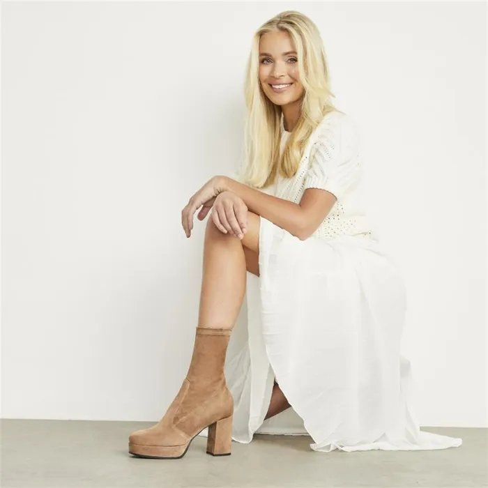 Carl Scarpa Lavora Taupe Platform Ankle Boots Women Suede Ankle Boots