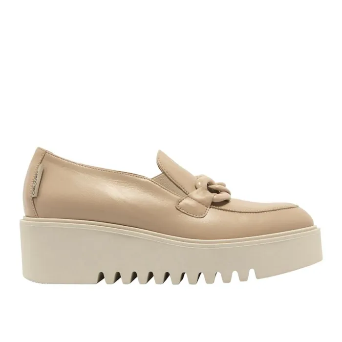 Carl Scarpa Lizi Taupe Leather Platform Loafers Women Bestselling