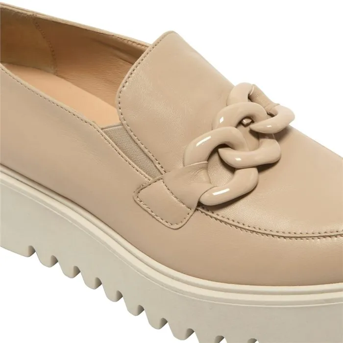 Carl Scarpa Lizi Taupe Leather Platform Loafers Women Bestselling
