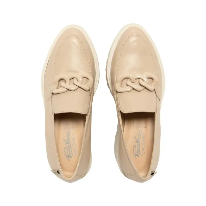 Carl Scarpa Lizi Taupe Leather Platform Loafers Women Bestselling