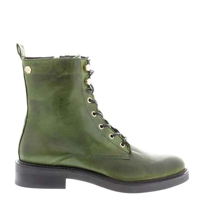 Carl Scarpa Roux Green Leather Lace Up Ankle Boots Women Leather Ankle Boots