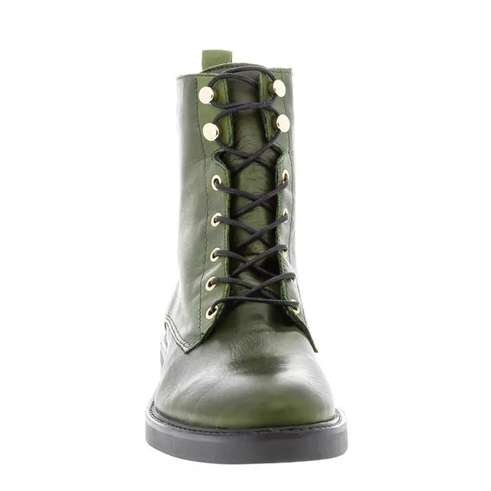 Carl Scarpa Roux Green Leather Lace Up Ankle Boots Women Leather Ankle Boots