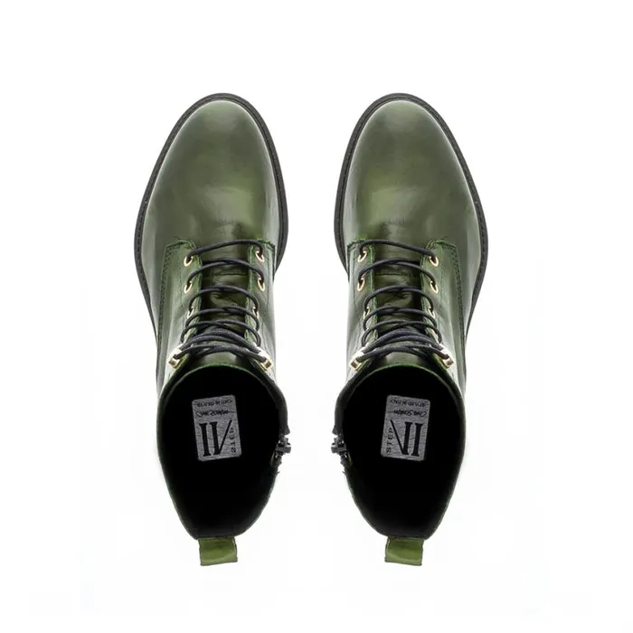 Carl Scarpa Roux Green Leather Lace Up Ankle Boots Women Leather Ankle Boots
