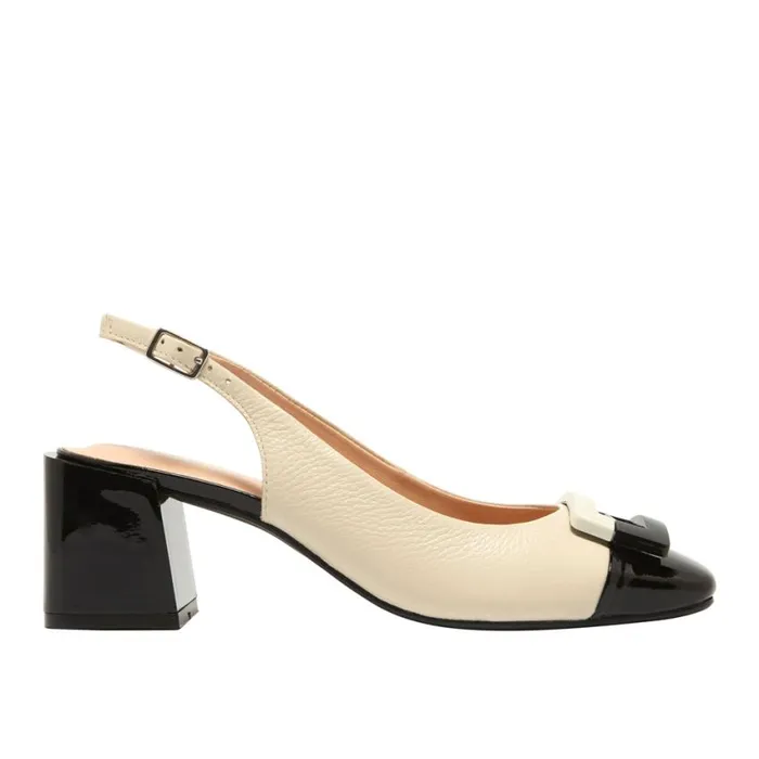 Carl Scarpa Sardinia Off White Leather Block Heel Courts Women Court Shoes