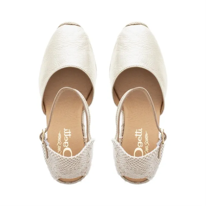 Carl Scarpa Sicily Champagne Leather Espadrille Wedge Sandals Women Sandals