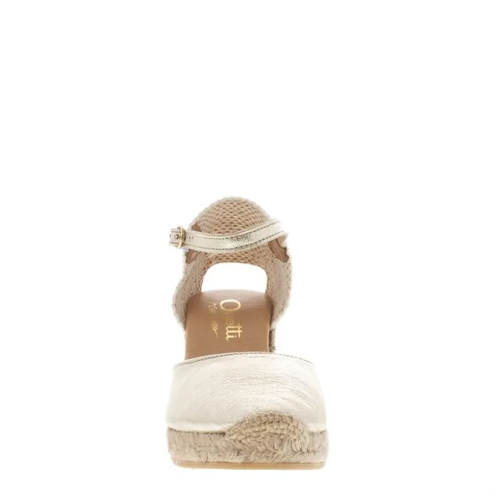 Carl Scarpa Sicily Champagne Leather Espadrille Wedge Sandals Women Sandals
