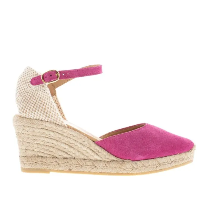 Carl Scarpa Sicily Fuchsia Suede Espadrille Wedge Sandals Women Sandals