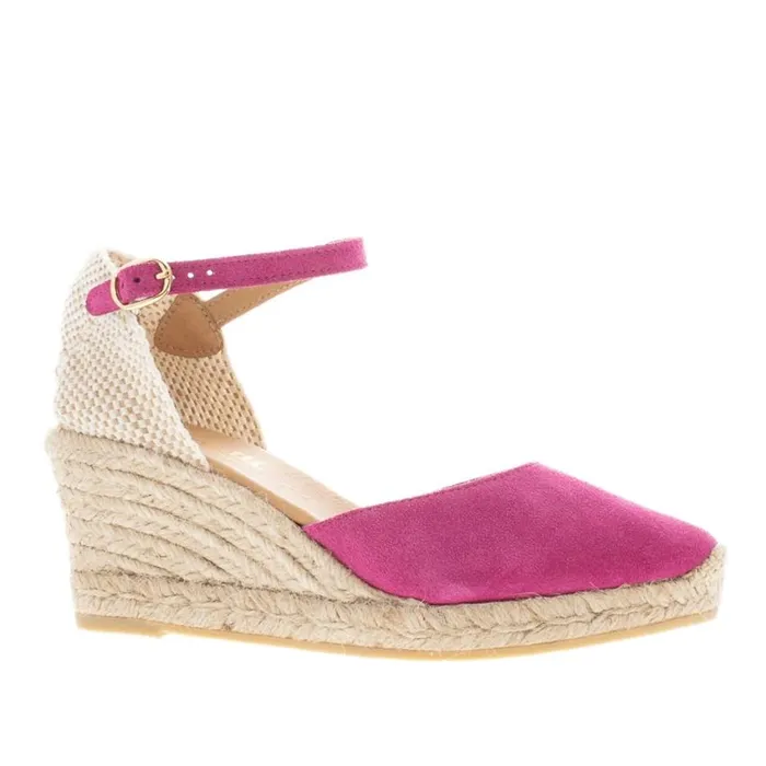 Carl Scarpa Sicily Fuchsia Suede Espadrille Wedge Sandals Women Sandals
