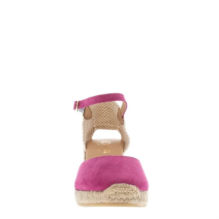Carl Scarpa Sicily Fuchsia Suede Espadrille Wedge Sandals Women Sandals