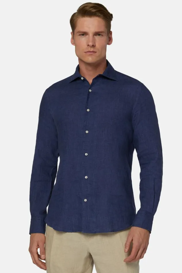 Casual Shirts Men Boggi Milano Regular Fit Navy Blue Linen Shirt Navy Blue Casual Shirts Men Boggi Milano Regular Fit Navy Blue Linen Shirt Navy Blue