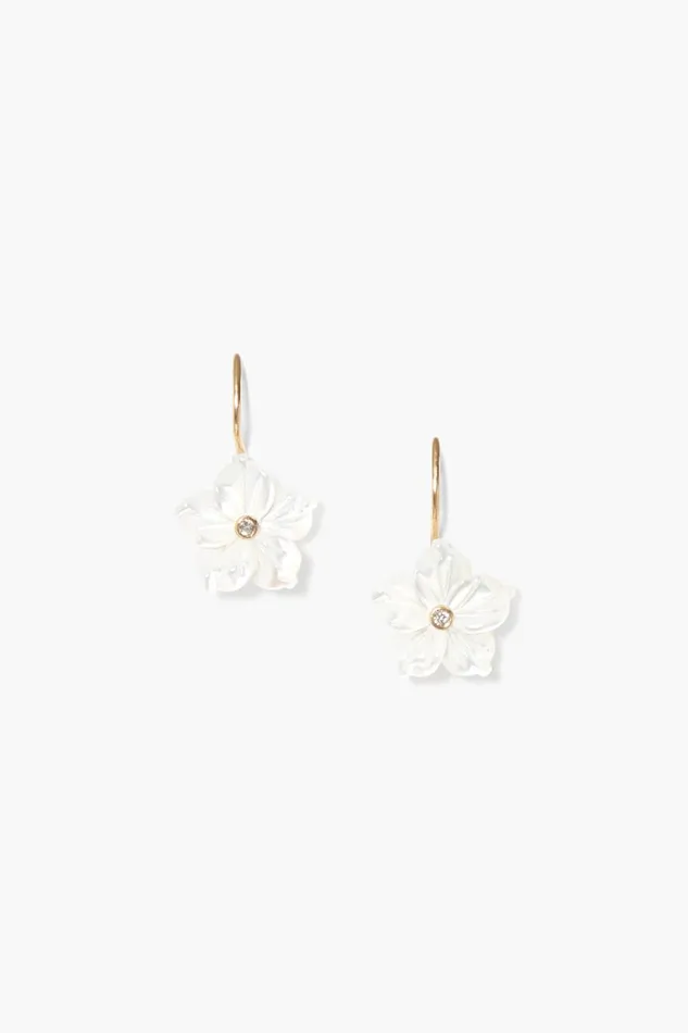 Chan Luu 14k Fine Women 14k Plumeria Earrings White MOP
