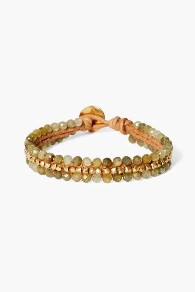 Chan Luu Bracelets Women Koa Cuff Wrap Bracelet Green Garnet