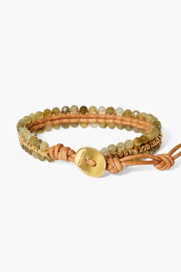 Chan Luu Bracelets Women Koa Cuff Wrap Bracelet Green Garnet
