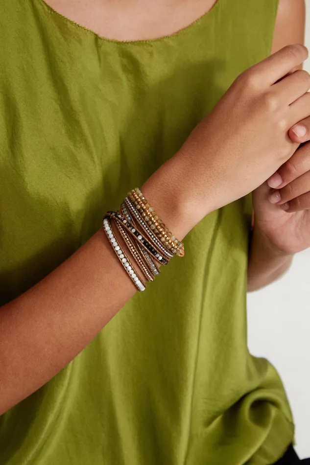 Chan Luu Bracelets Women Koa Cuff Wrap Bracelet Green Garnet