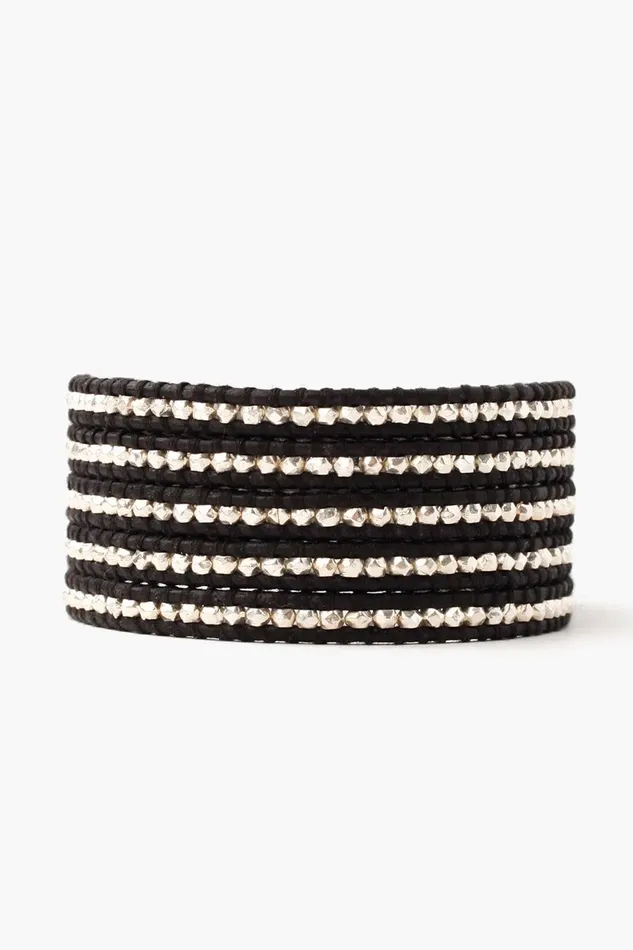 Chan Luu Bracelets Women Sterling Silver Wrap Bracelet Black