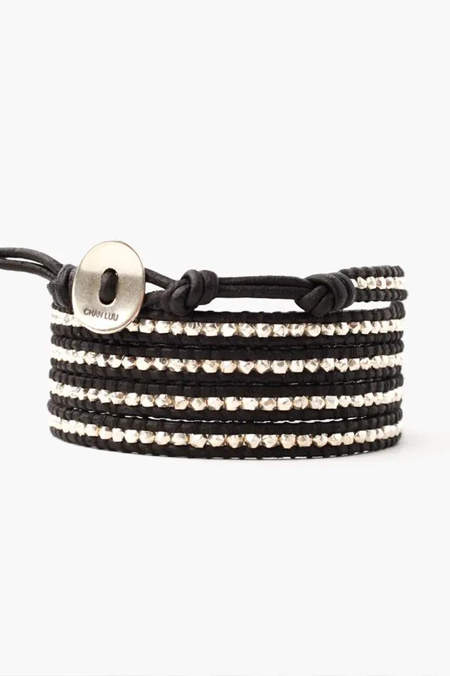 Chan Luu Bracelets Women Sterling Silver Wrap Bracelet Black