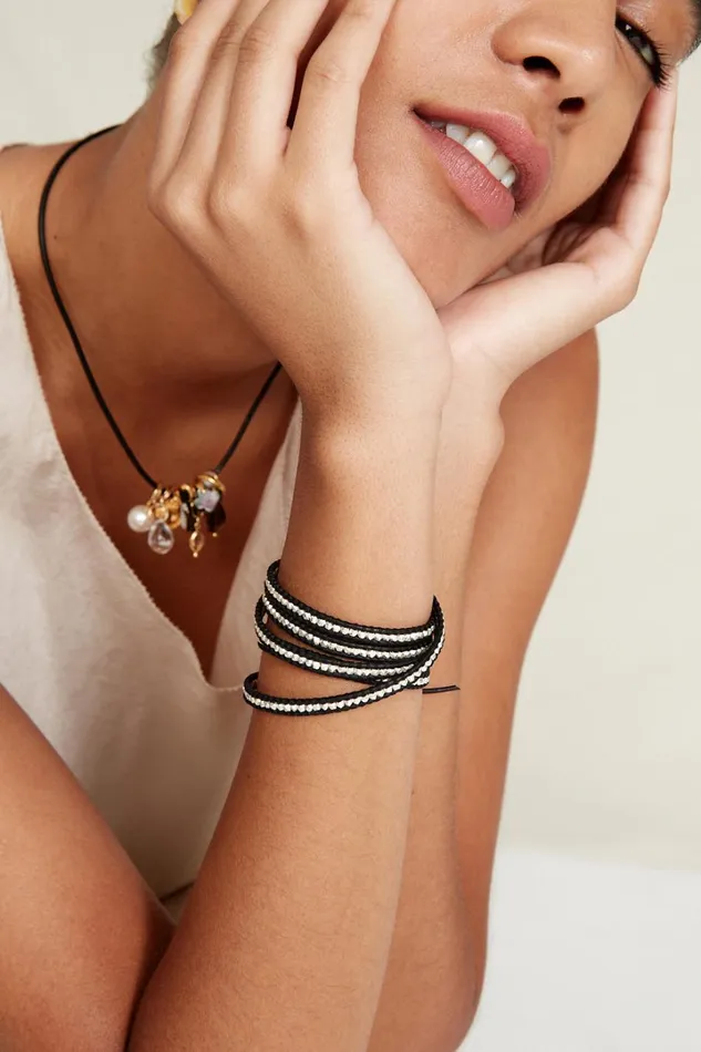 Chan Luu Bracelets Women Sterling Silver Wrap Bracelet Black