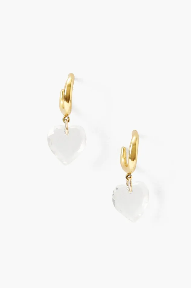 Chan Luu Earrings Women Crystal Heart Huggie Earrings
