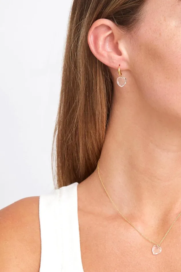 Chan Luu Earrings Women Crystal Heart Huggie Earrings