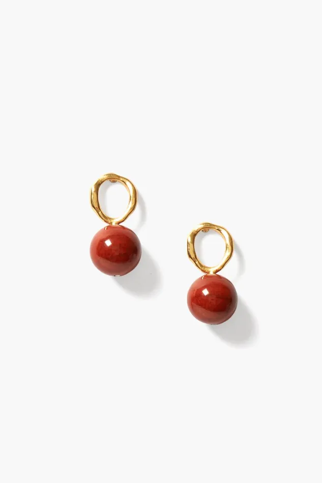 Chan Luu Earrings Women Globe Stud Earrings Red Jasper