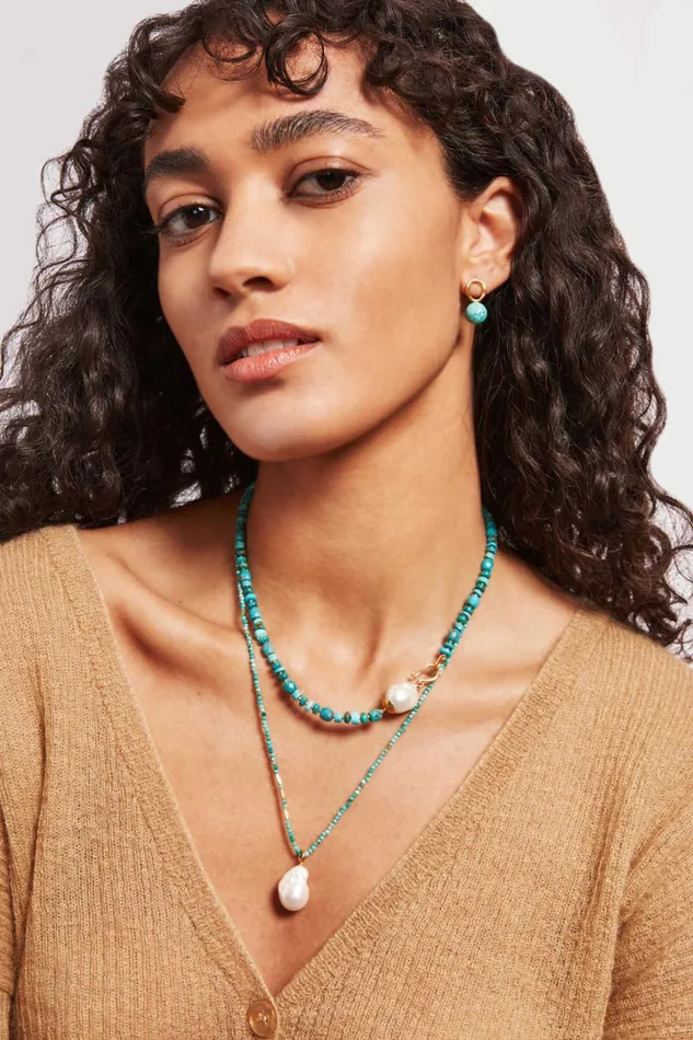 Chan Luu Earrings Women Globe Stud Earrings Turquoise