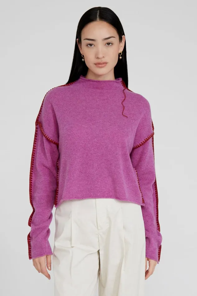 Chan Luu Knitwear Women Annie Cashmere Cropped Sweater Violet