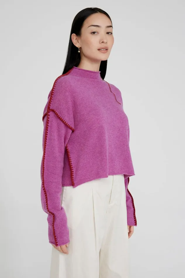 Chan Luu Knitwear Women Annie Cashmere Cropped Sweater Violet