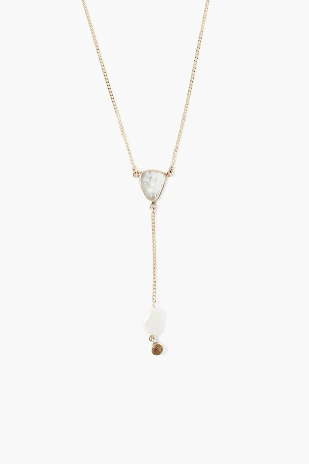 Chan Luu Necklaces Women 14k Sloane Lariat Necklace White Pearl Mix