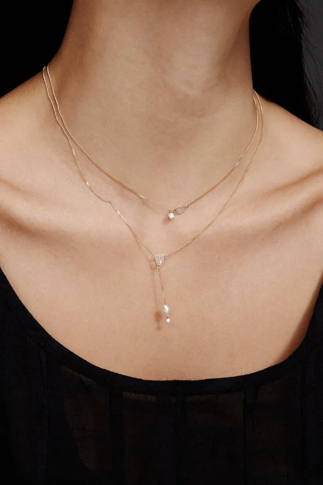Chan Luu Necklaces Women 14k Sloane Lariat Necklace White Pearl Mix