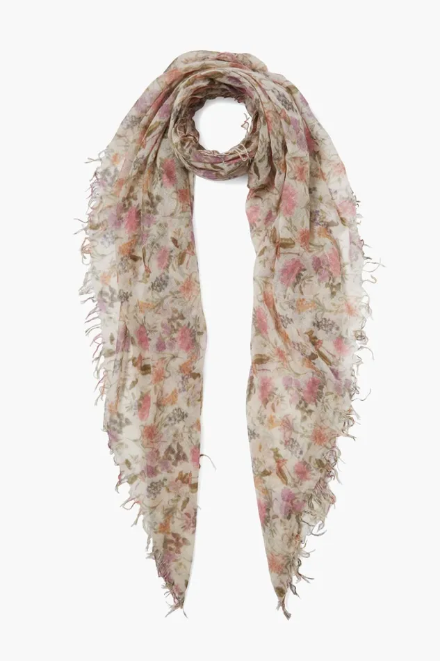 Chan Luu Scarves Women Cashmere And Silk Scarf Coconut Milk Floral