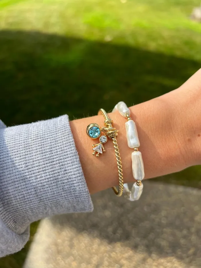 Charms Women Alex And Ani March Birthstone Interchangeable Charm Stainless Steel Gold