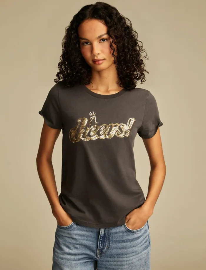 Cheers Classic Crew Jet Black Women Lucky Brand Graphic Tees