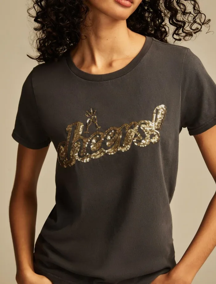 Cheers Classic Crew Jet Black Women Lucky Brand Graphic Tees