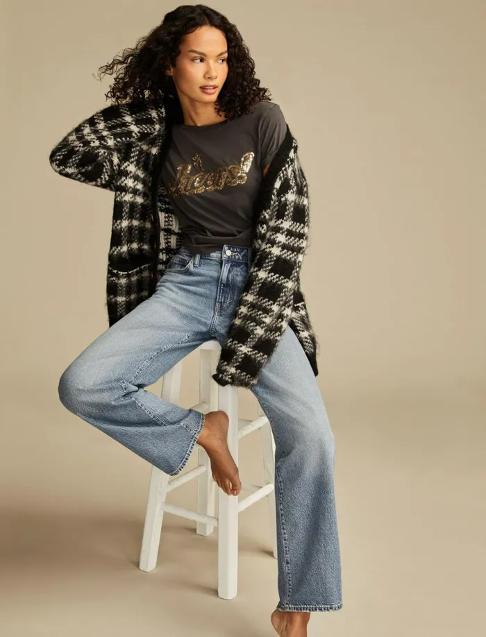 Cheers Classic Crew Jet Black Women Lucky Brand Graphic Tees