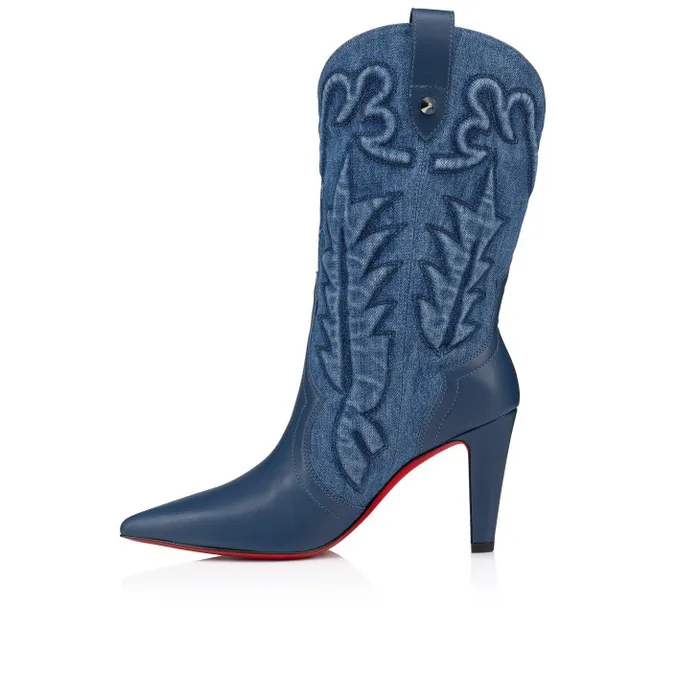 Christian Louboutin Boots Women Santiabooty 85 Mm Low Boots 8211 Nappa Leather And Denim 8211 Denim