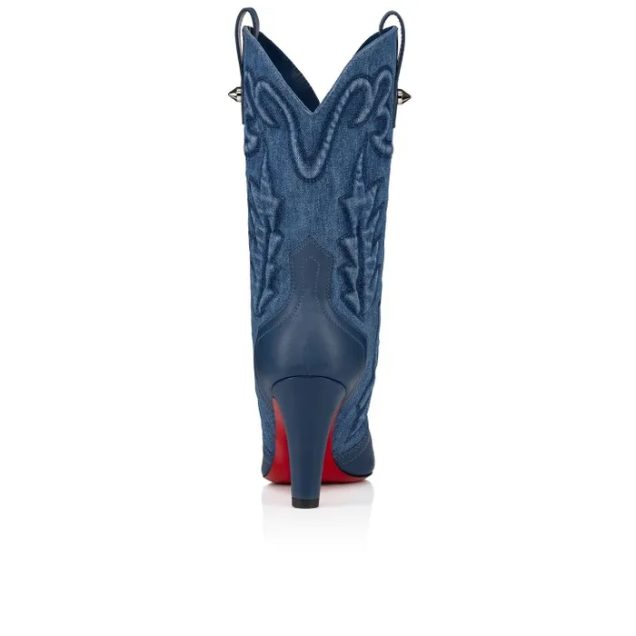 Christian Louboutin Boots Women Santiabooty 85 Mm Low Boots 8211 Nappa Leather And Denim 8211 Denim