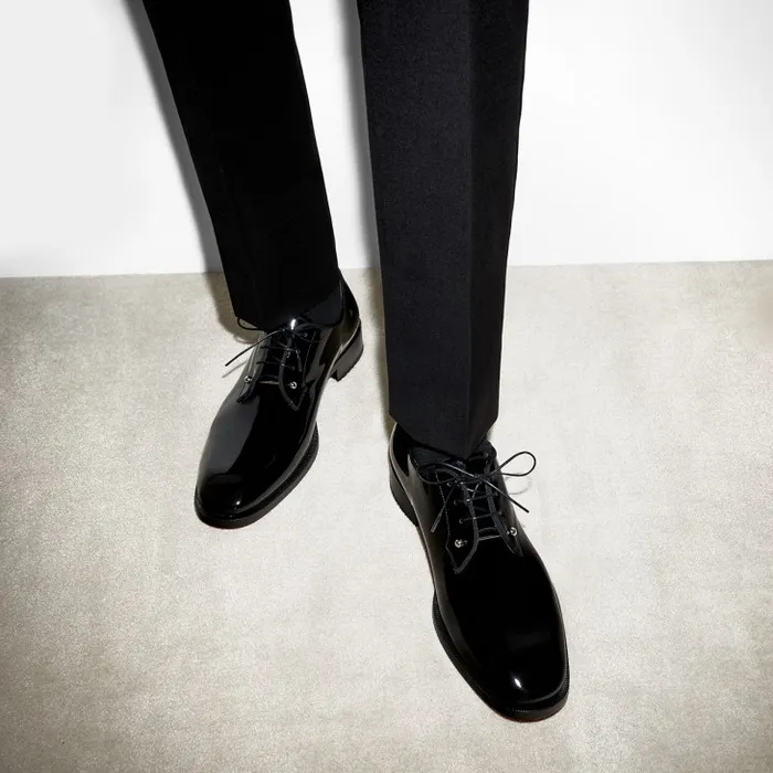 Christian Louboutin Buckles and Laceups Men Chambeliss Derbies 8211 Patent Calf Leather 8211 Black Christian Louboutin Buckles and Laceups Men Chambeliss Derbies 8211 Patent Calf Leather 8211 Black